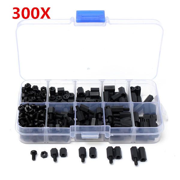 180pcs Plastic M3 Nylon Hex Spacers Screw Nut Stand-off Assortment Kit Set Tool