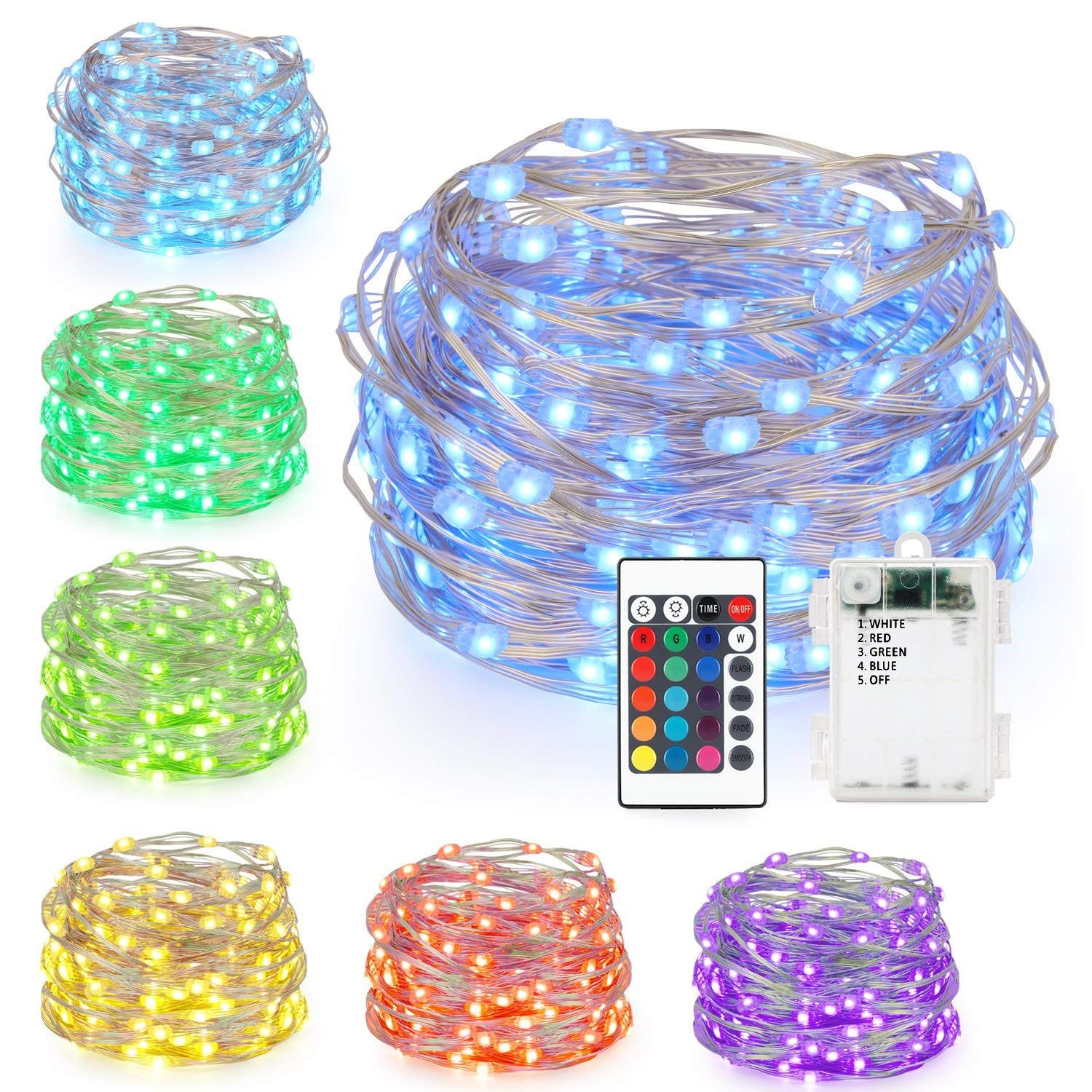 Großhandel Led Lichterkette Batteriebetriebene Mehrfarbige Lichterketten Mit Fernbedienung 50 Leds Dekorative Innenleuchten Für Weihnachten Von