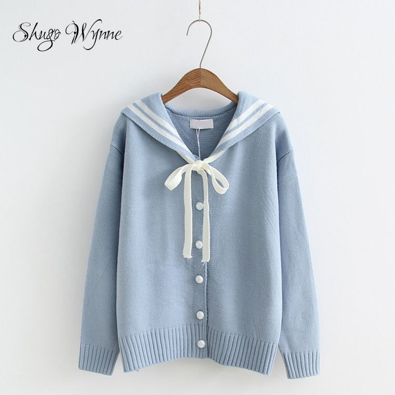 New Autumn Sailor Collar Embroidery Knitting Cardigan Sweater Coat Loose Sweet New Autumn Sailor Collar Embroidery Knitting Cardigan Sweater Coat Loose Sweet