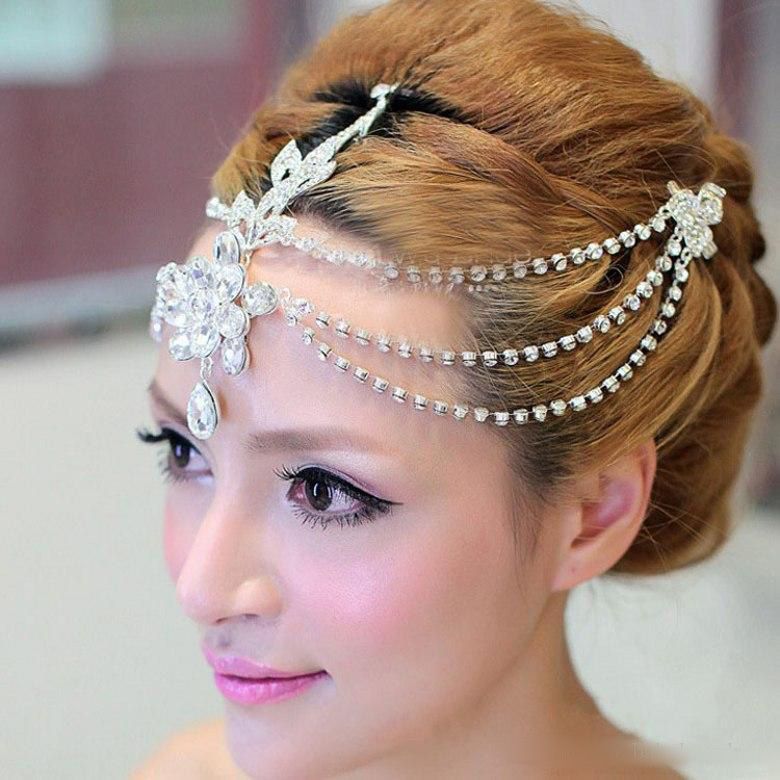 Fashion Crystal Beaded Pearls Metal Bohemian Hair Band Bridal Hair