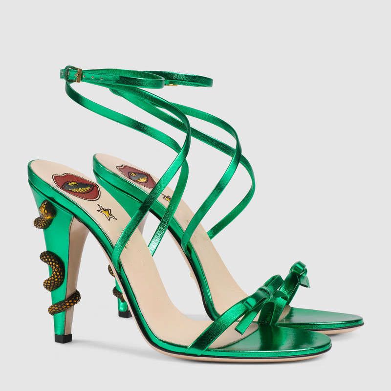 green designer heels