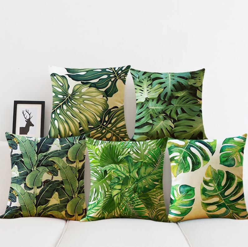 Tropical Cactus Linen Cushions Cover Sofa Throw Pillow Case