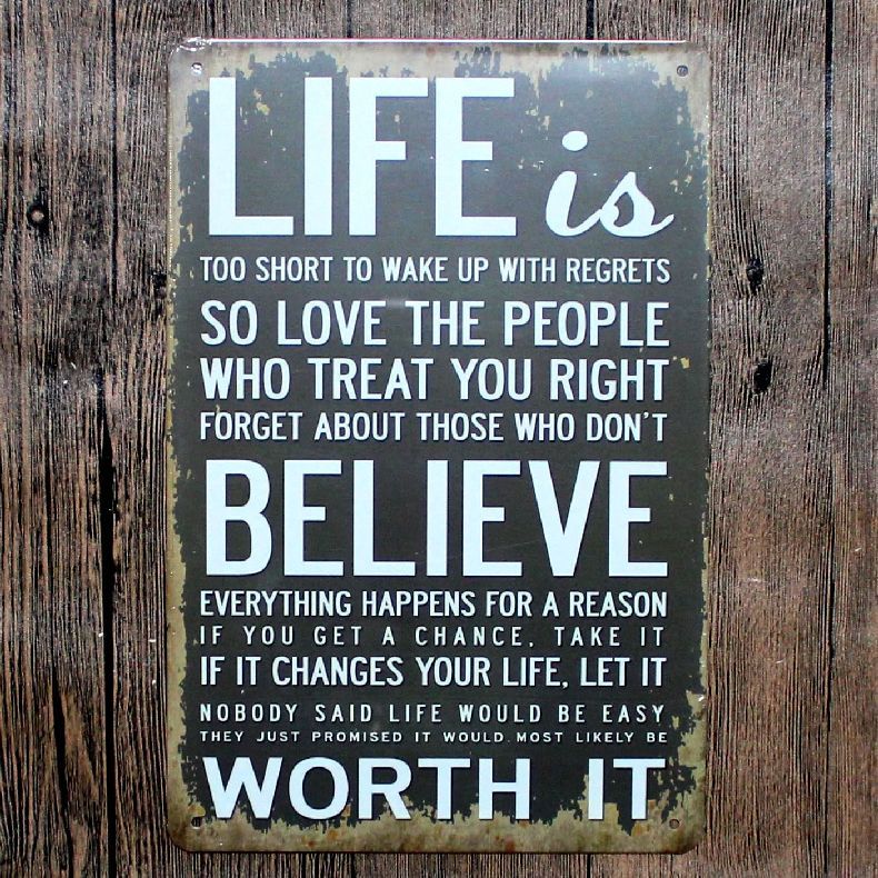 2019 Life Believe Worth Wall Decor Metal Tin Signs Tavern Retro