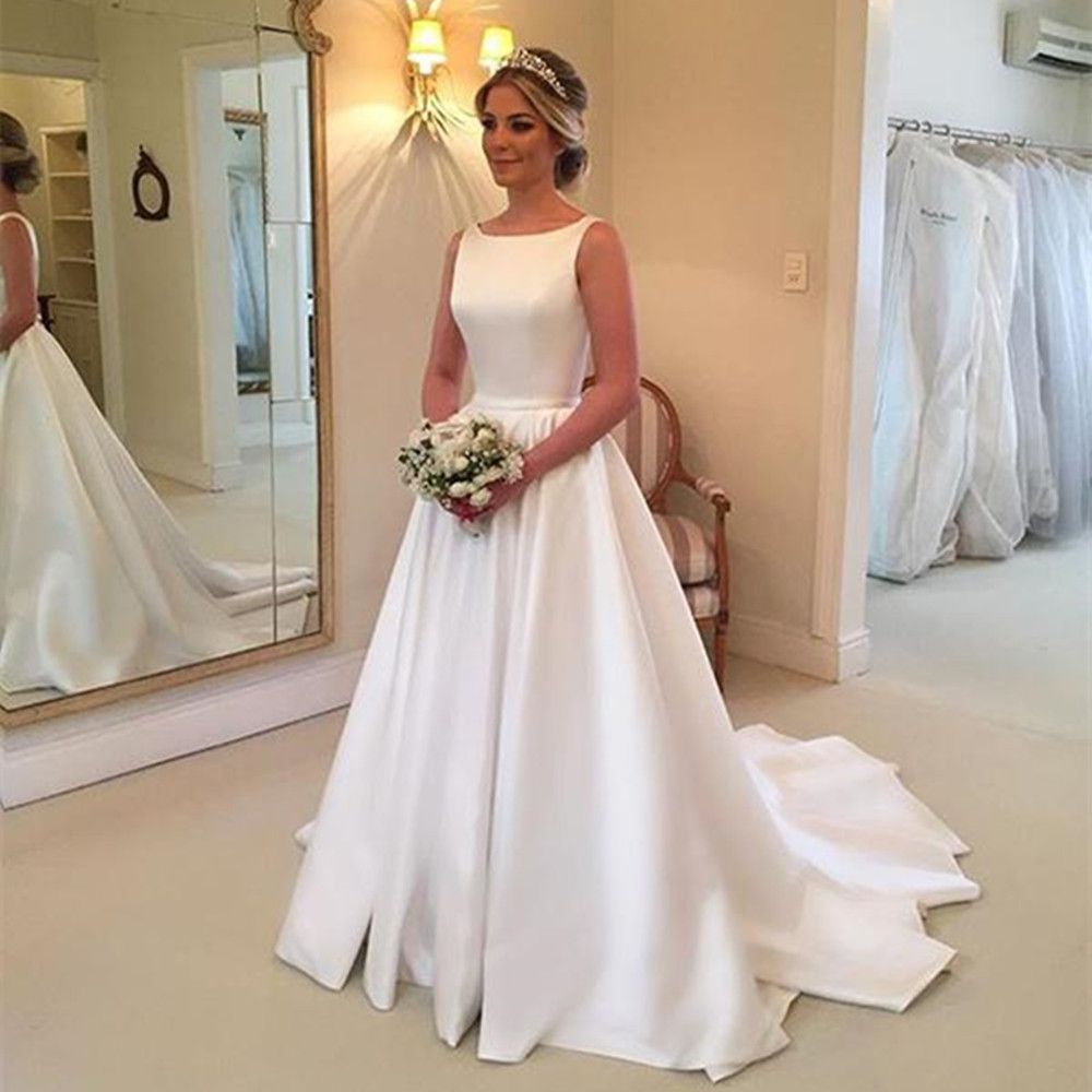 White Satin Dress Wedding Sale, 57% OFF 