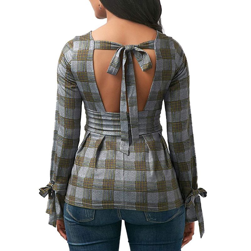 womens plaid peplum top