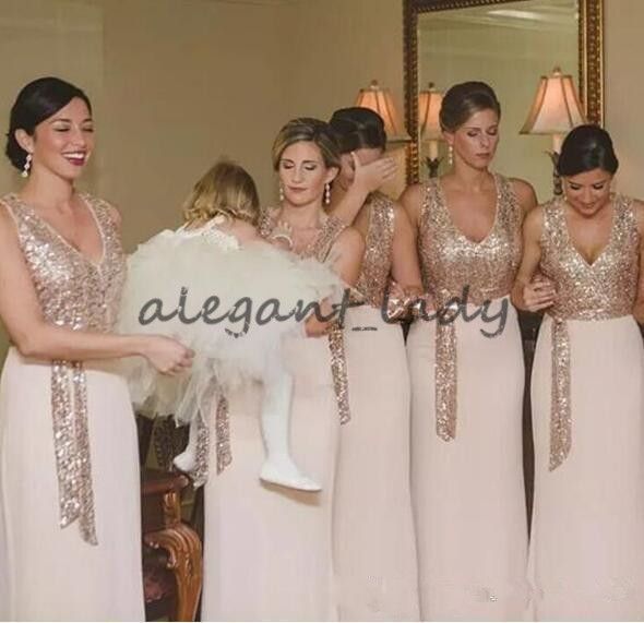 rose gold blush bridesmaid dresses
