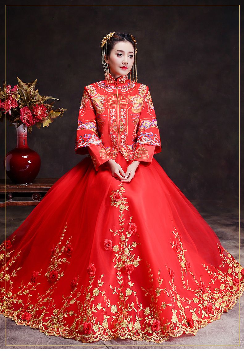 2021 Spring Traditional Show Bride Dress Suzhou Embroidery
