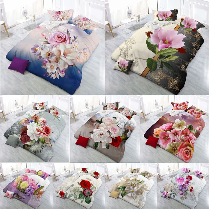 Hot Sale 2018 New 3d Bedding Sets Reactive Print Flowers Pattern