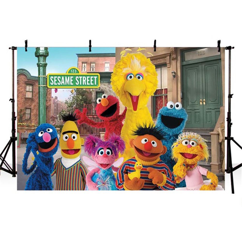 إلمو العالم شارع سمسم عيد خلفية للتصوير الطفل أطفال الأطفال الكرتون حزب موضوعه صورة كشك خلفية مخصصة من عند Backdropsfactory 68 54ر س Kr Dhgate Com