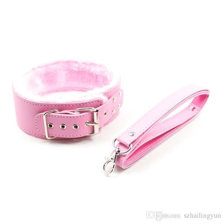 banco inalámbrico Relativo Productos para adultos Sex Game Toys Furry Pink Collar de cuello con correa  Conjunto de sujeción