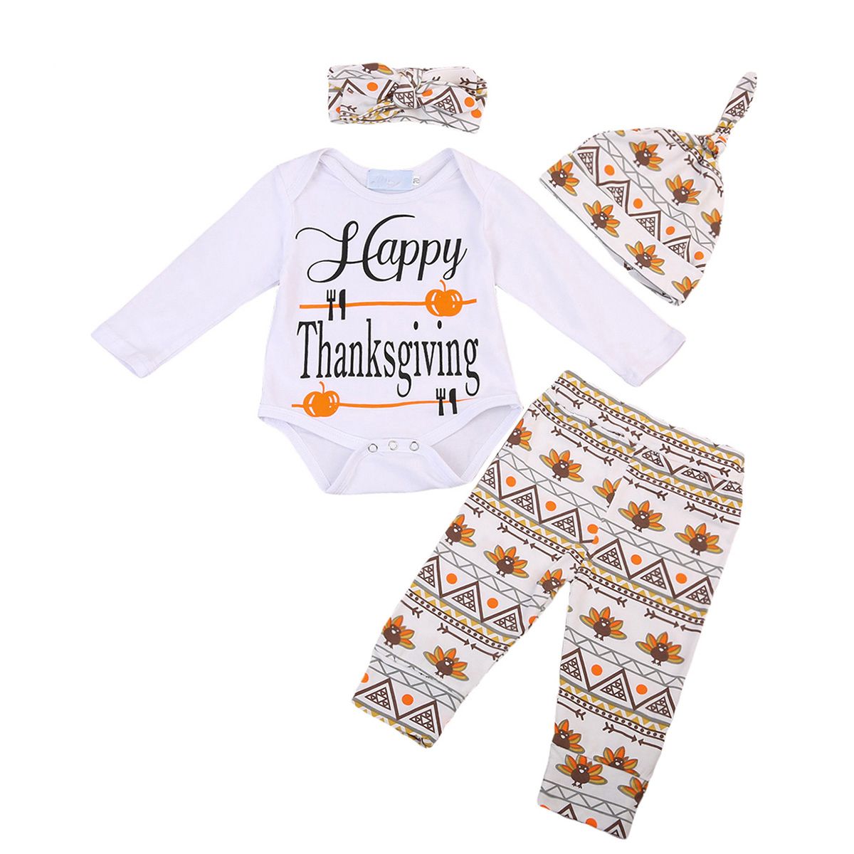 Thanksgiving Newborn Baby Boy Girl Outfits Clothes Romper Leggings 3PCS Set USA