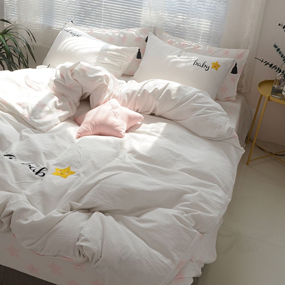 Wholesale Kids Stars Bed Sheet 100 Cotton White Duvet Cover Set