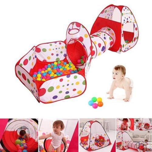 3 in1 Play Tent Kids Toddlers Tunnel Set Pop Up Children Baby Cubby Playhouse US
