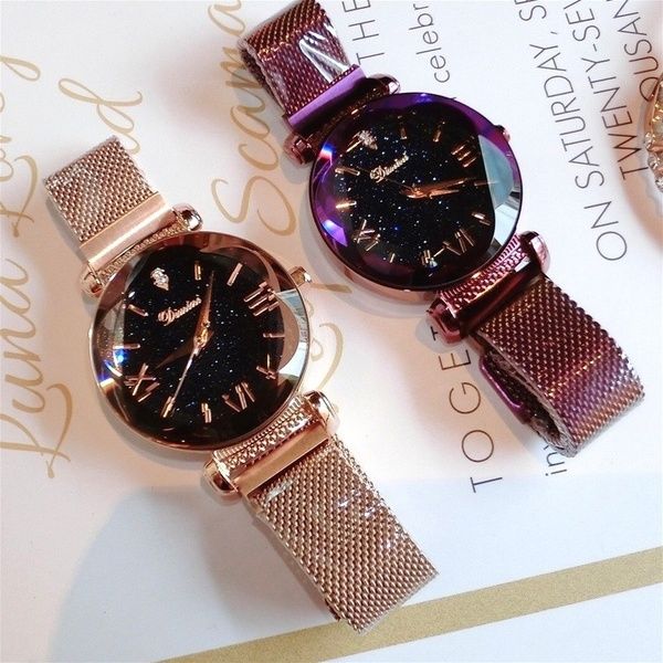 Luxury Women Lady Rose Gold Star Sky Galaxy Stainless Steel Band Watch  Fashion Accessories Magic Purple Jewelry Wrist Watches Online Shopping  Online 
