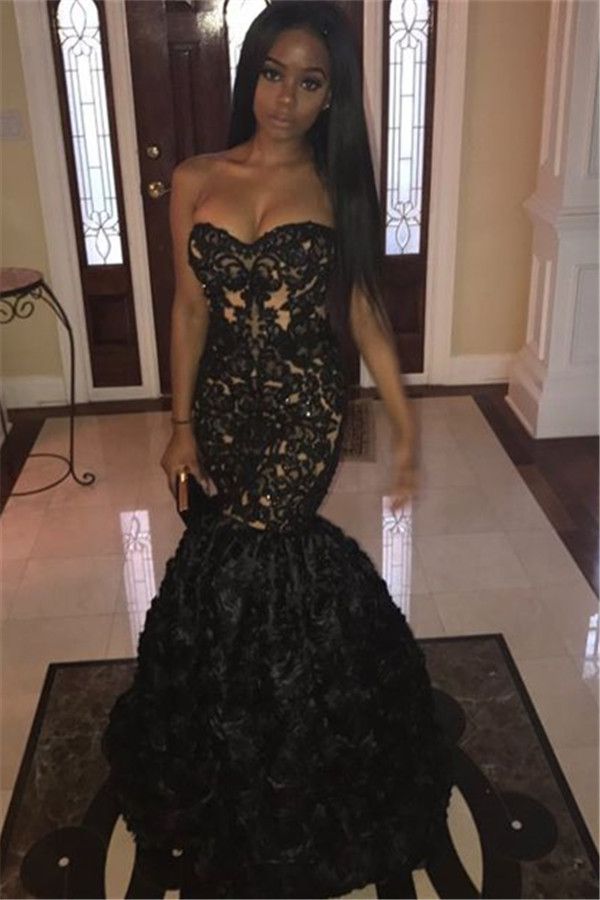 black lace illusion gown