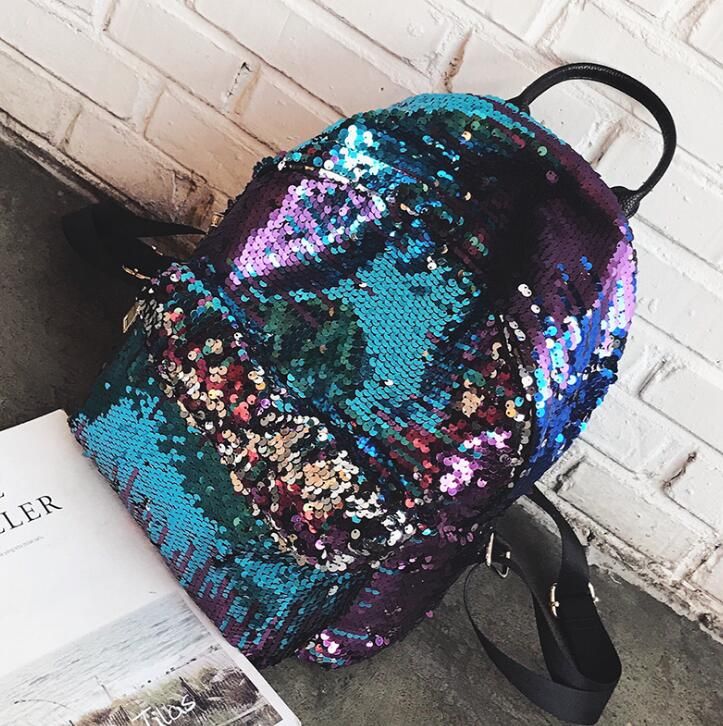 Mermaid Sequin Backpack Sequins Drawstring Bags Reversible Paillette