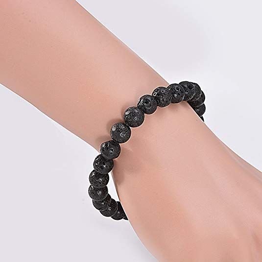DIY Bracelet 15 inch 8mm Pierre Perle Rounde En Vrac Volcanique De Lave Noir