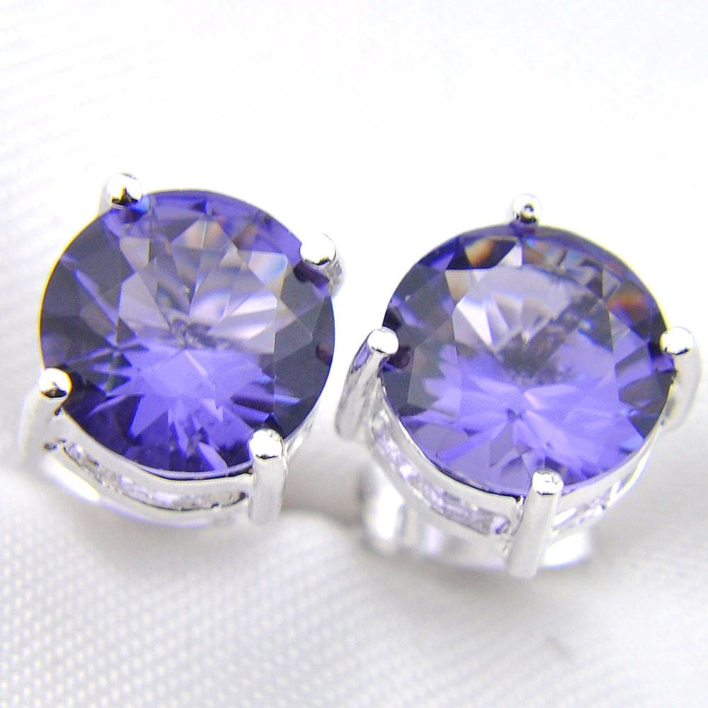 2020 LuckyShine Fashion Simple Women Purple Stud Earrings 925 Silver