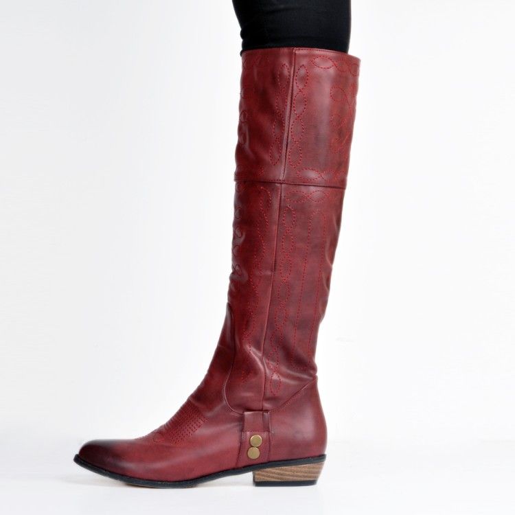 long maroon boots