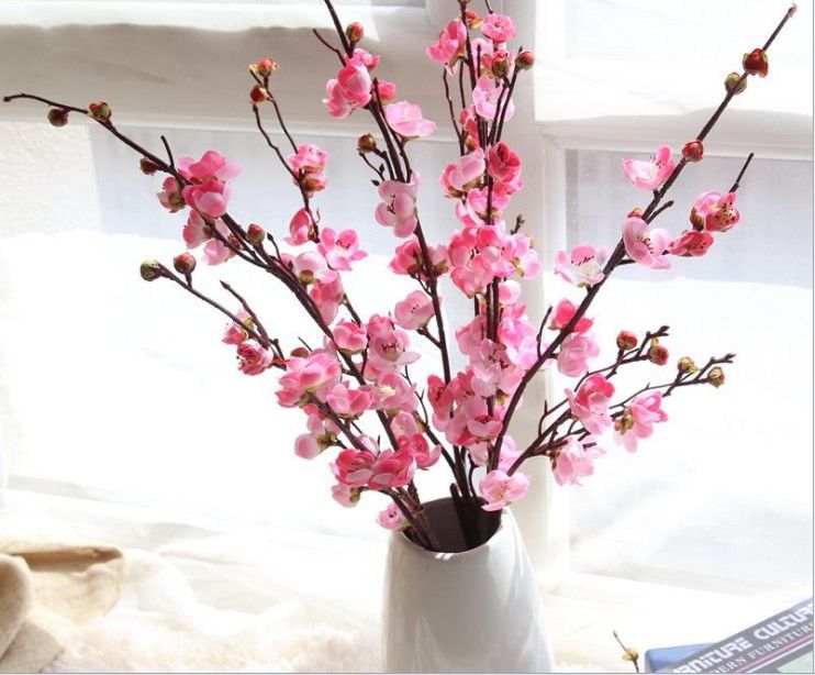 Elegant Silk Japanese Cherry Blossoms Flower Branches Decoration
