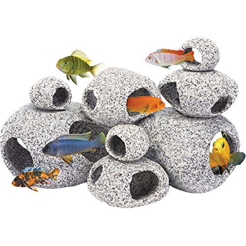 Aquarium Shrimp Stone Fish Tank Cichlid Cave Breeding Rock Ornament Decorations 