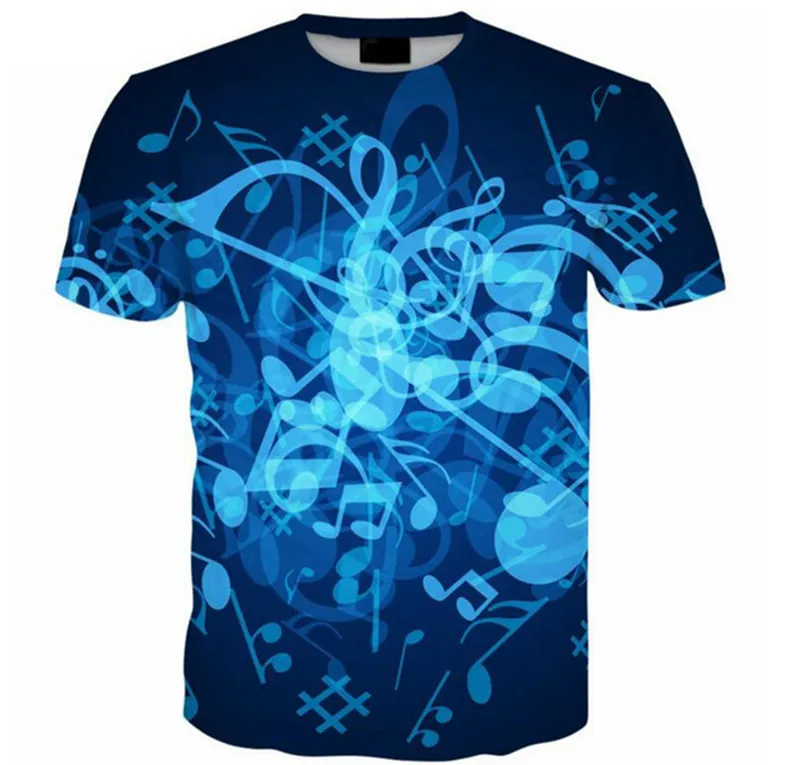 2018 New Fashion Men / Women Blue Note Music T Shirt Summer 3D T Shirt ...