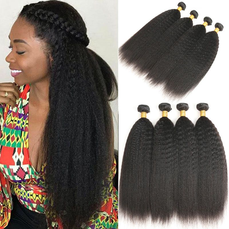 Malaysian Kinky Straight Hair 4 Bundles 100 Human Hair Extensions