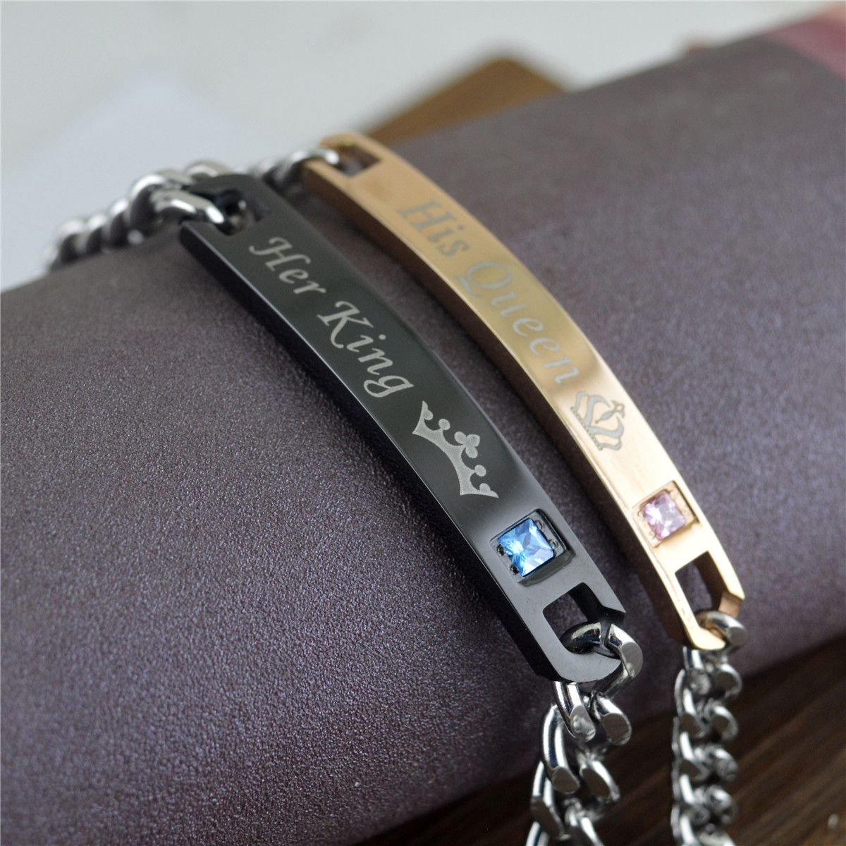 2018 Hot Her King Queen Pareja Pulseras Pulseras del encanto de corona Crytal de