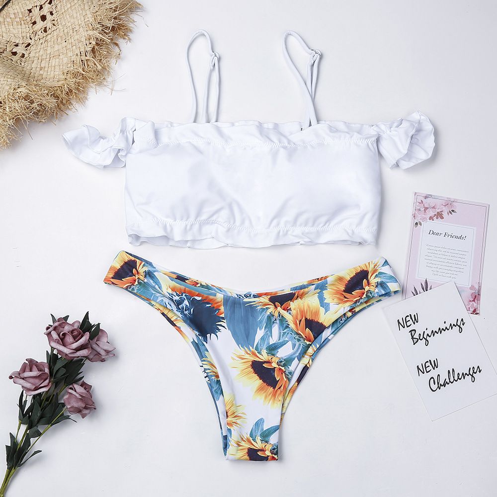 sunflower print bathing suit