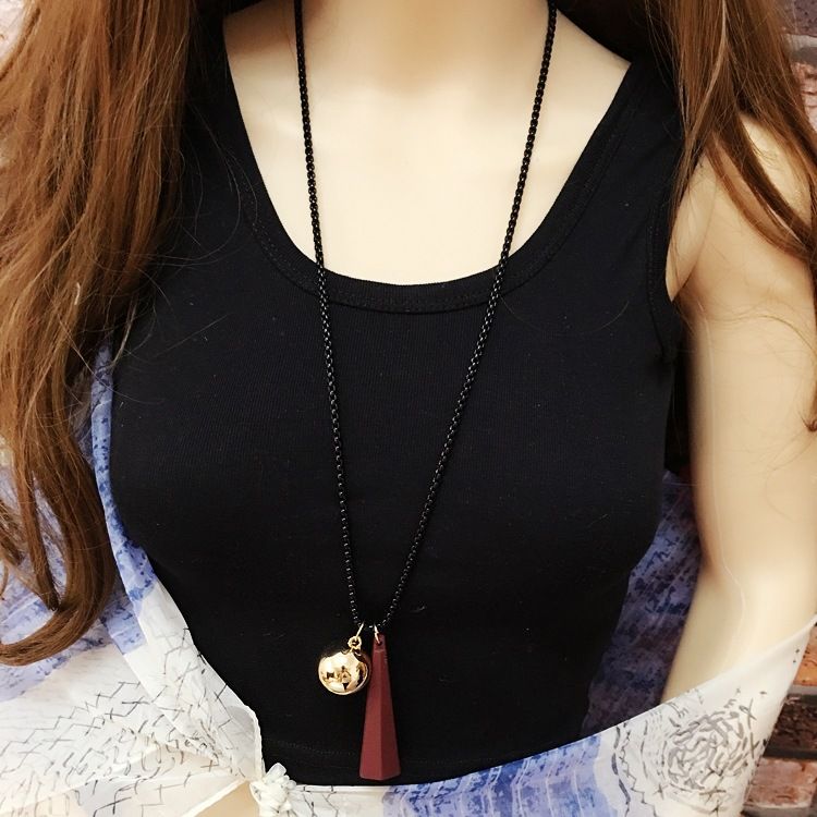 Wholesale Long Sweater Necklace Alloy Ball Wood Pendants Necklaces For