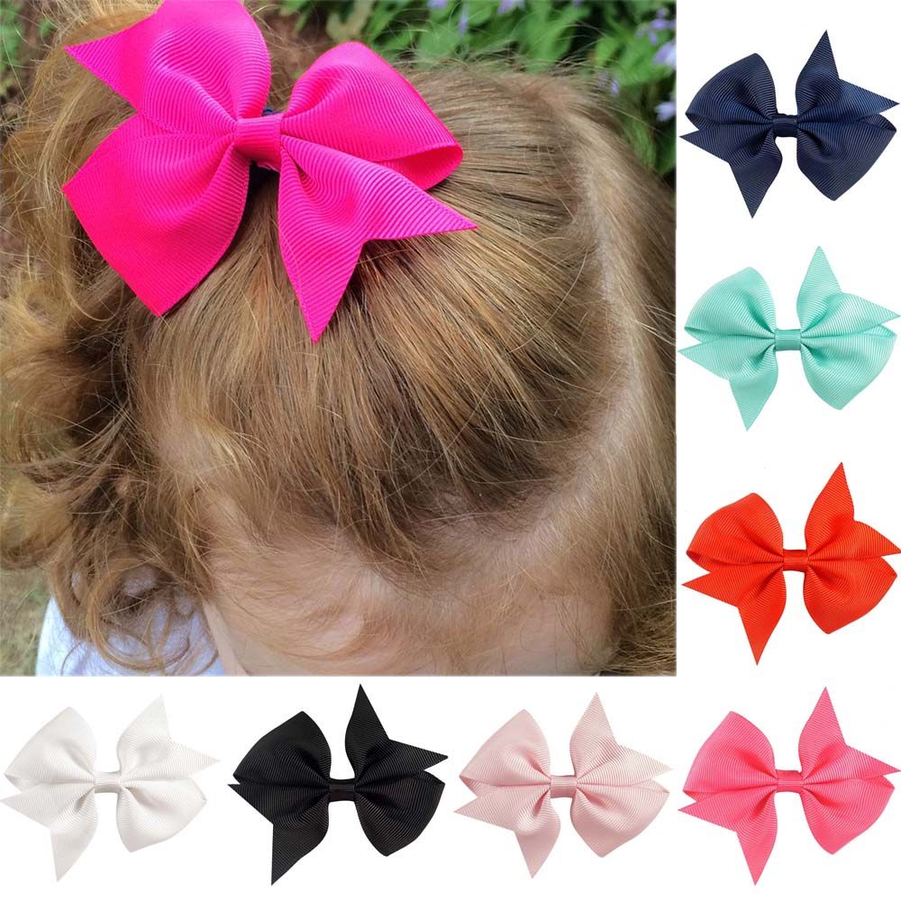 3 Pinwheel Hair Bows With Clips For Kids Girls Princess Plain