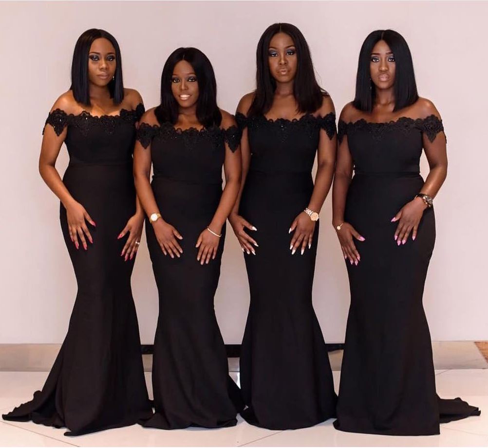 satin bridesmaid dresses black