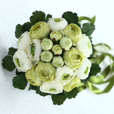 Acheter 4 Couleurs Disponibles Belle Rose Vert Blanc Jaune Mariage Bouquet Fleur Artificielle Avec Rubans Bouquets De Mariée Bouquet De Mariée De