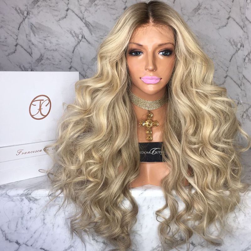 Pre Plucked Ombre Russian Blonde 1b/613 Body Wave Brazilian Remy Human Hair Full Lace Wigs Pre Plucked Ombre Russian Blonde 1b/613 Body Wave Brazilian Remy Human Hair Full Lace Wigs