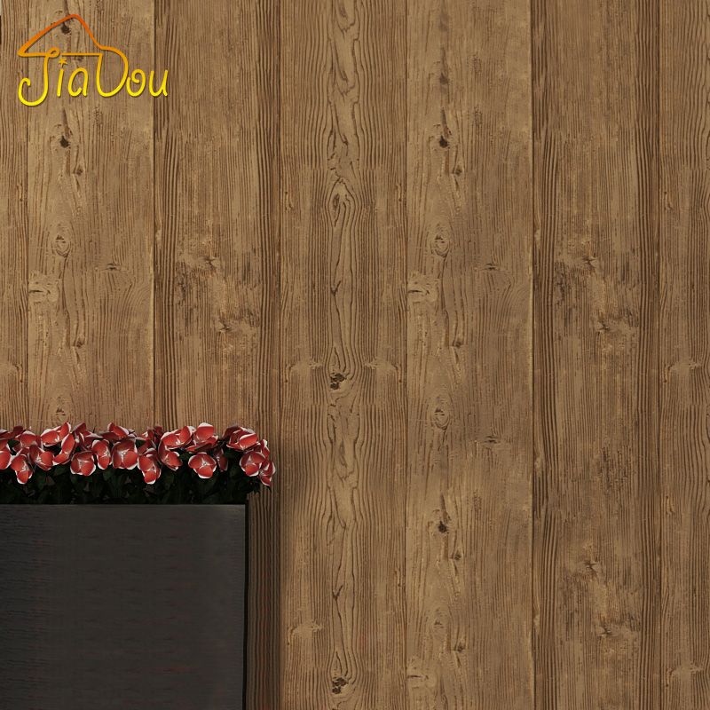 Vintage Chinese Style Imitation Wood Flooring Pattern Wallpaper