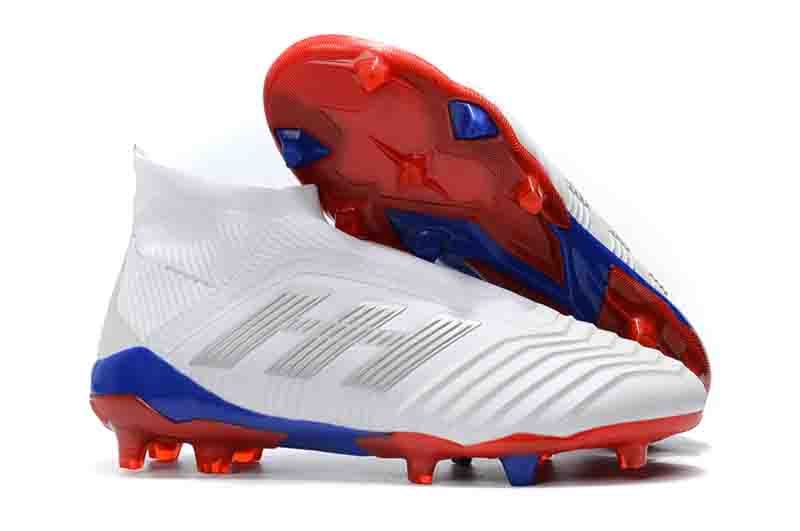 red and blue football boots