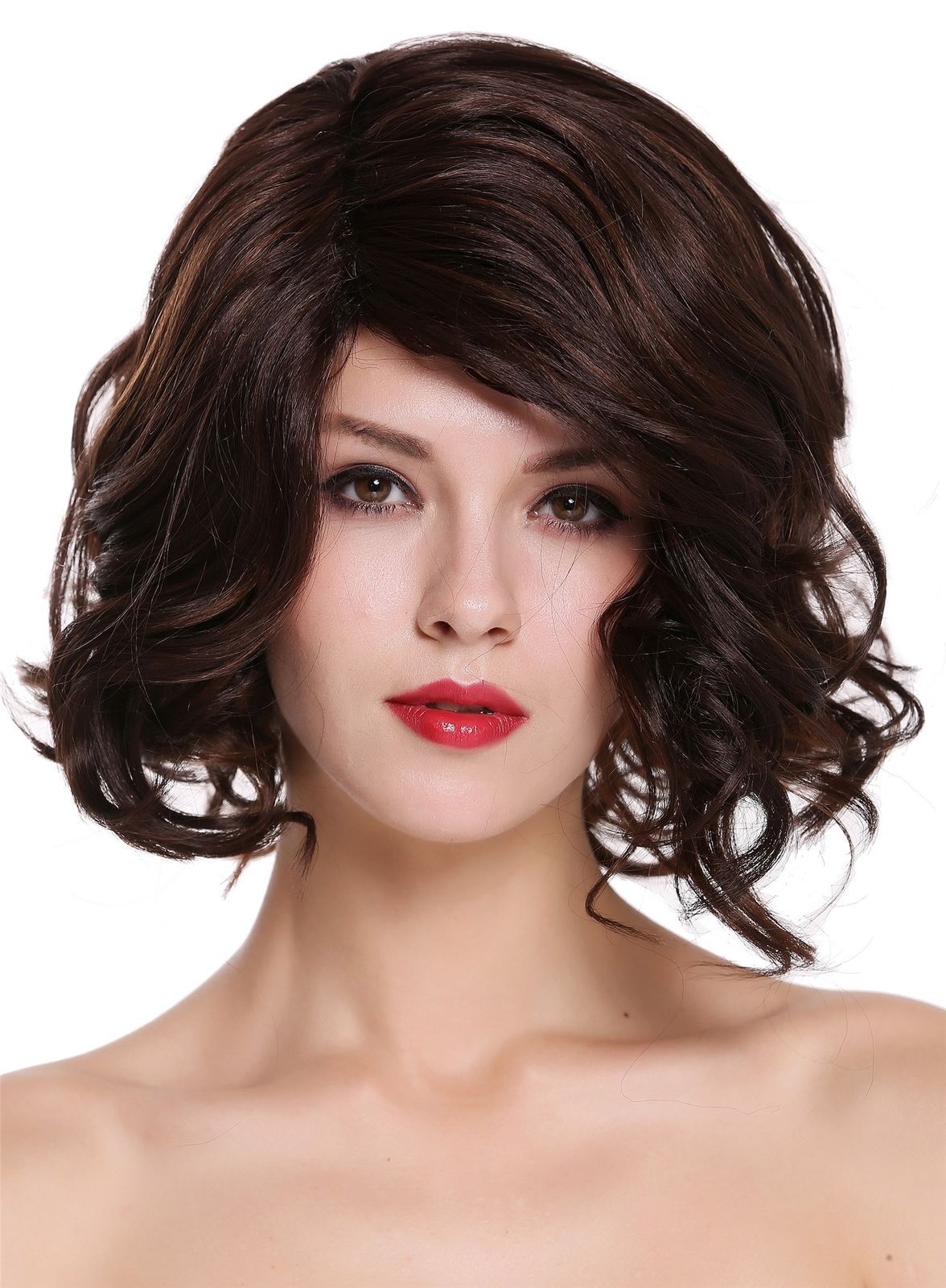 Ladies Wig Short Shoulder Length Parting Wavy Voluminous