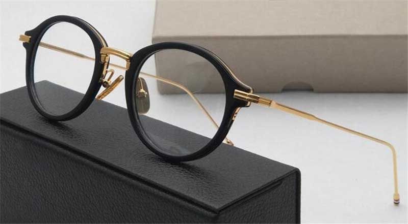 NUEVO Diseñador de moda gafas con montura de metal, redonda, retro transparentes, lentes transparentes