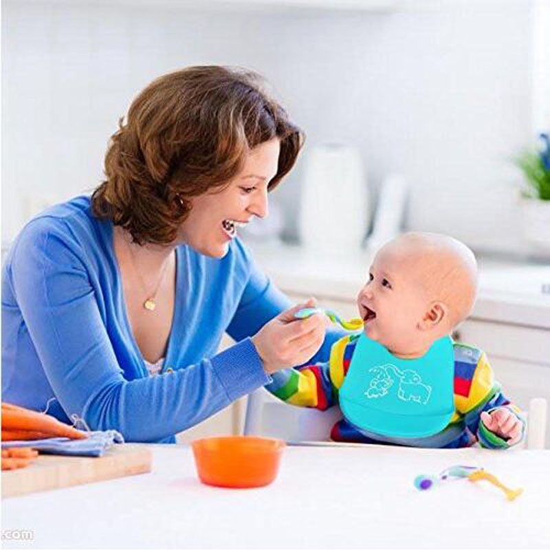 Baby Silikon wasserdicht Lätzchen mit Tasche Fütterung Speichel Handtuch Schü