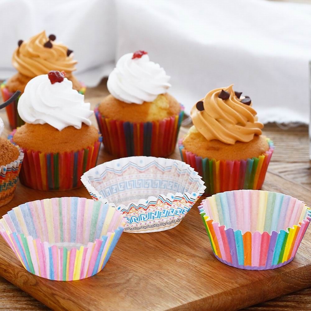 Colorful Rainbow Paper Cake Cupcake Liners Baking Muffin Cups Case Party Decor
