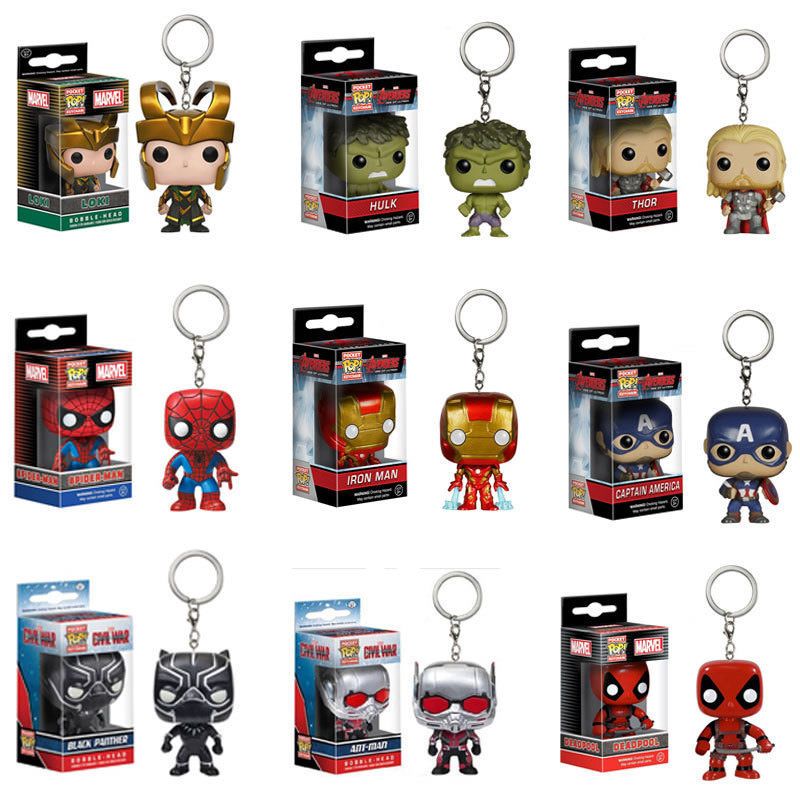 Funko POP！ Geschenk Tasche Schlüsselanhänger Iron Man Deadpool Spider Man Thor1 