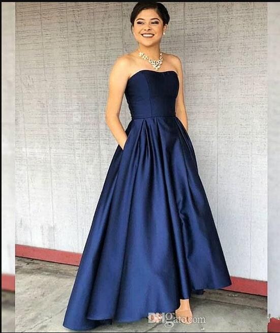 navy blue strapless dress