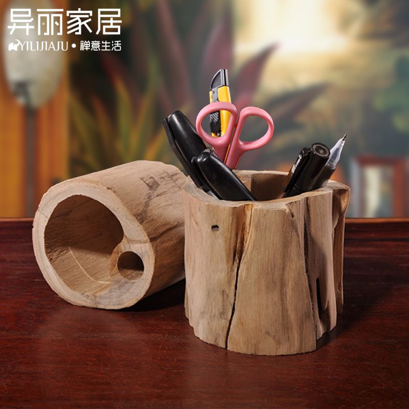 Wooden Desktop Pen Holder Desk Organizer Japanese Pencil