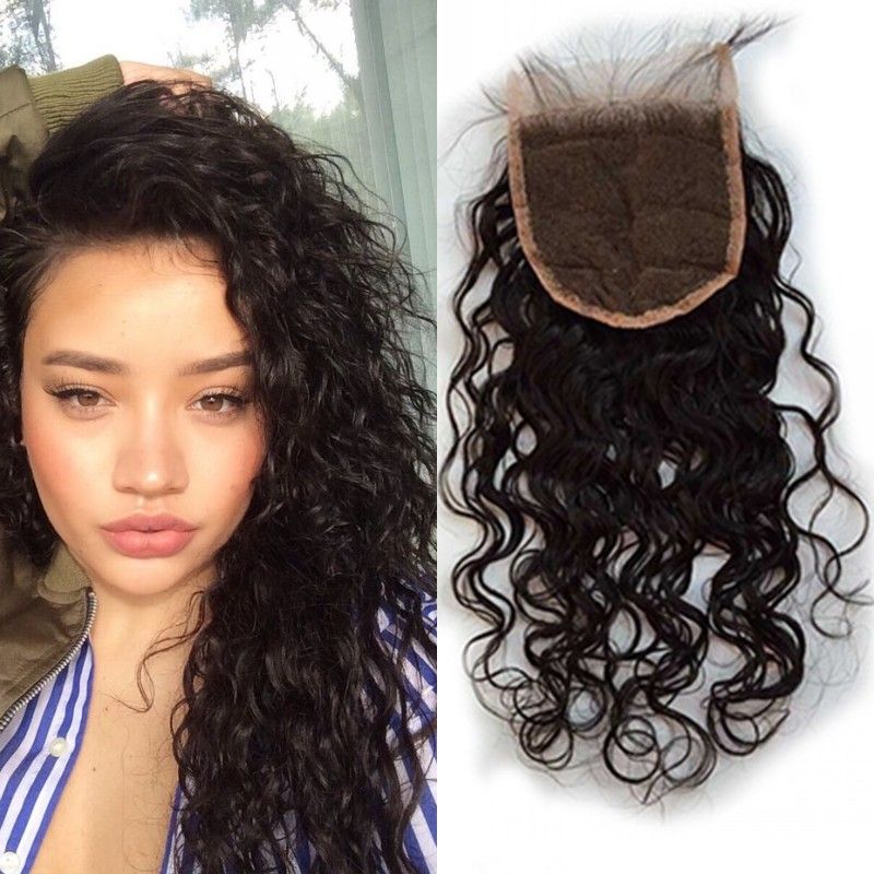 Wet And Wavy Lace Closures Baby Hair Virgin Mongolian Water Wave