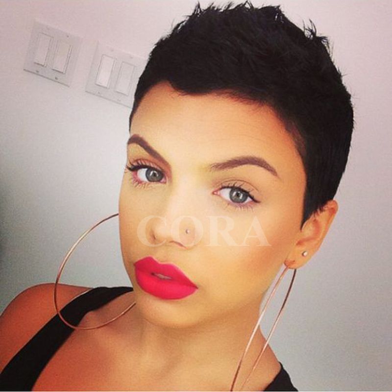 Short Hair Natural Hairline Full Lace Wigs For Black Women Loose