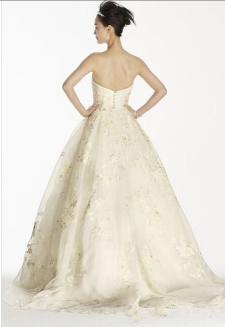oleg cassini wedding ball gown with lace appliques