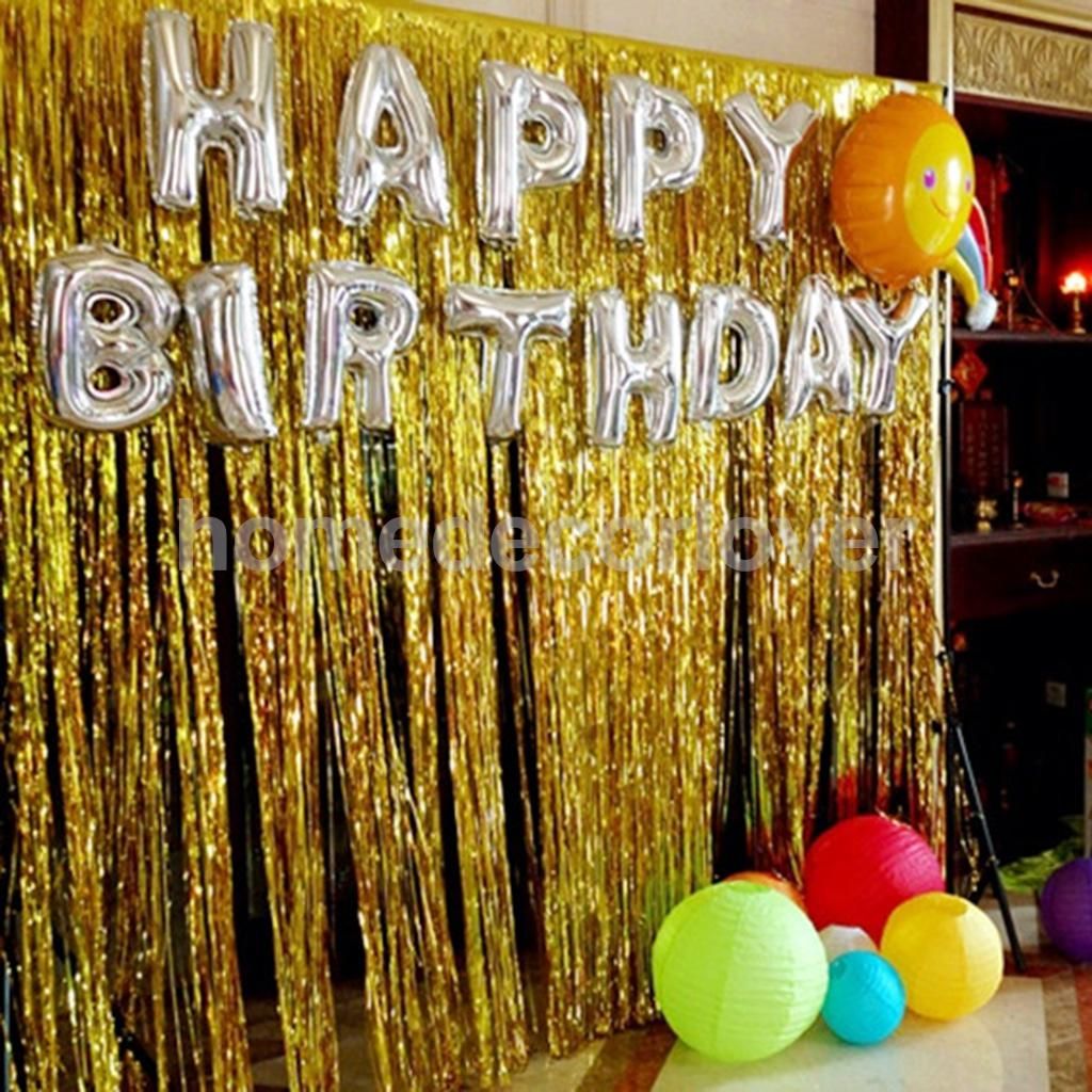 compre glitter foil fringe cortina de ventana feliz cumpleanos globos set decoracion de fiesta de cumpleanos a 14 16 del toto4 dhgate com