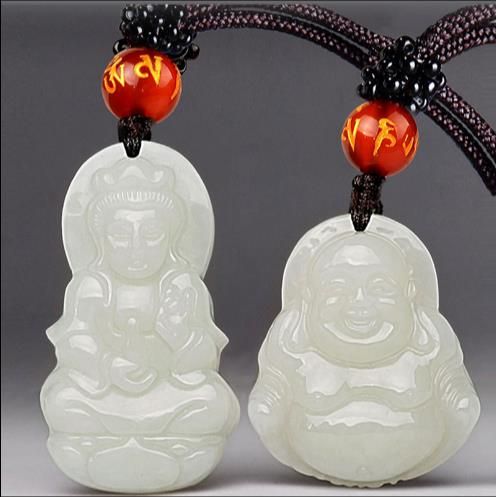 XinJiang HeTian Jade GuanYin Pendant Necklace Jade Buddhist Lucky Amulet Necklace with Chain for Men Women Gift