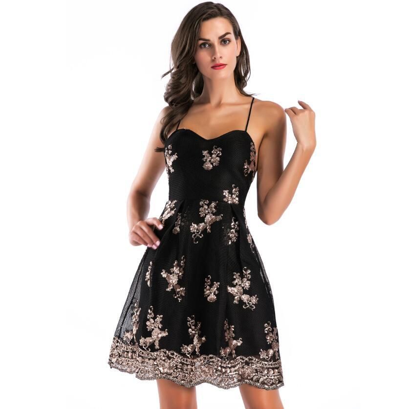 black lace sequin dress