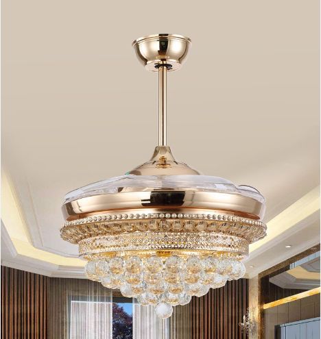2020 Led Chips Luxury Ceiling Fan Light Ceiling Fan Light Crystal